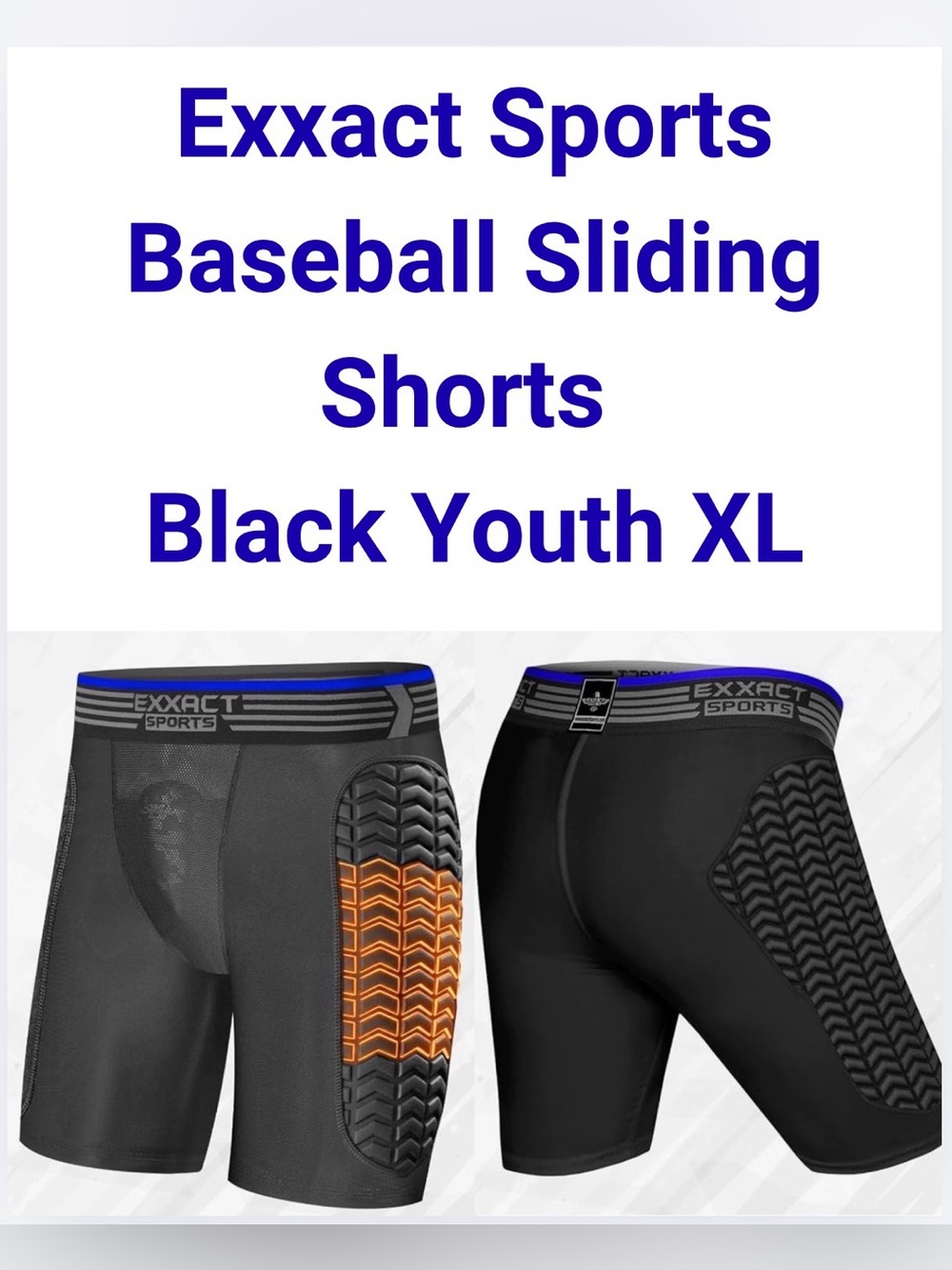 Exxact Sports Baseball Sliding Padded Compression Shorts – Black – Youth XL